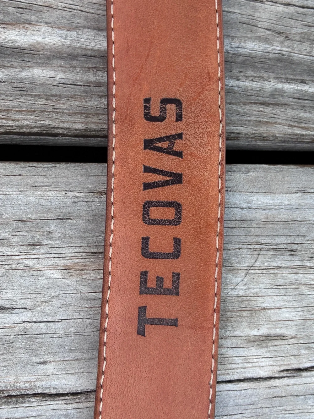 Tecovas Brown Ostrich-Textured Leather Belt with Silver Buckle